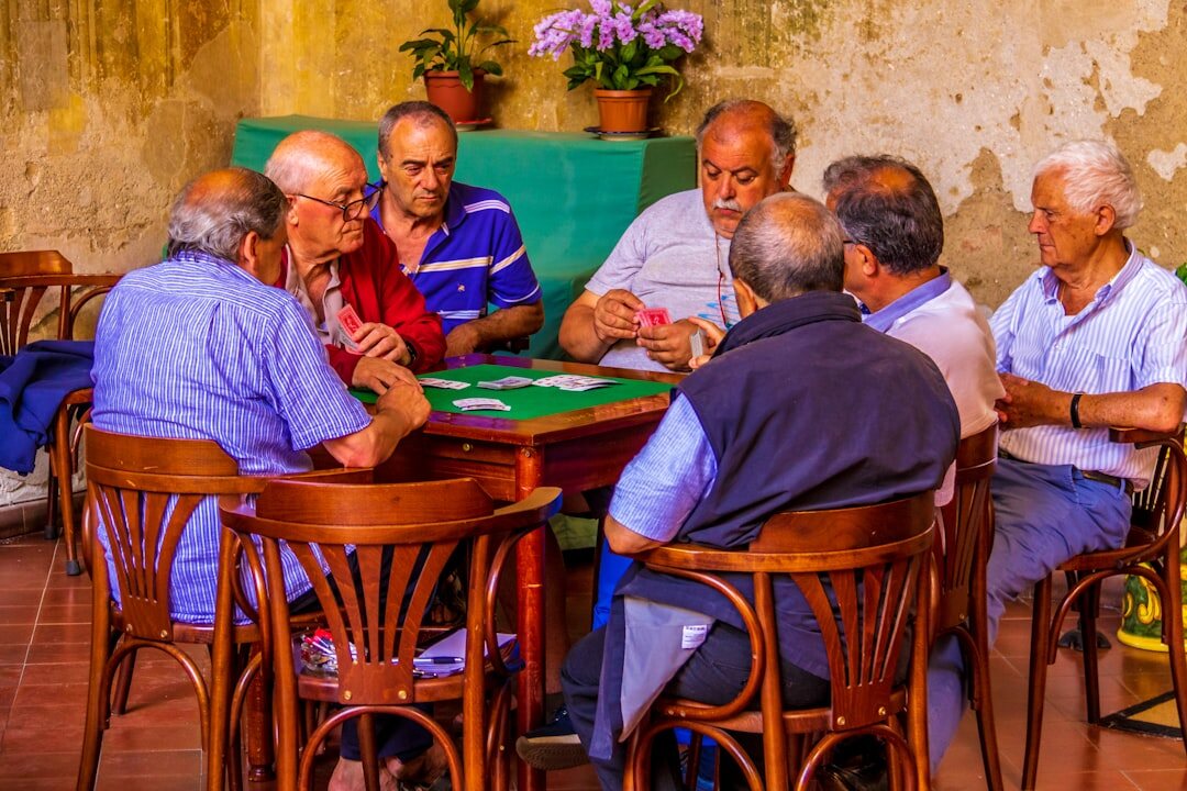 seniors playing board games