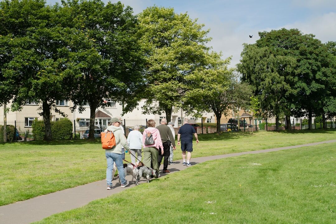 seniors walking in park