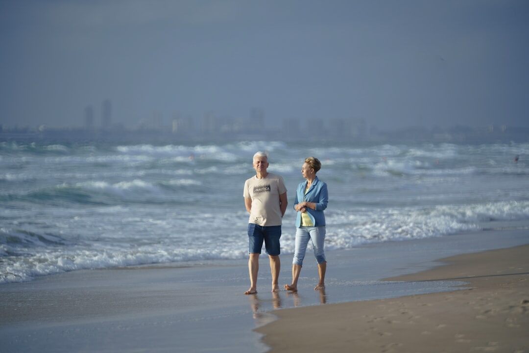 senior couple on beach vacation